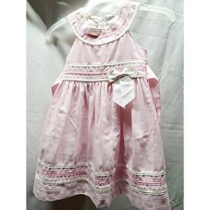 Bonnie Jean Pink White Stripe Silver Metallic Threads Summer Sun Dress 4T